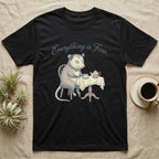 Opossum in a suit drinking tea at a table, text "Everything is Fine."