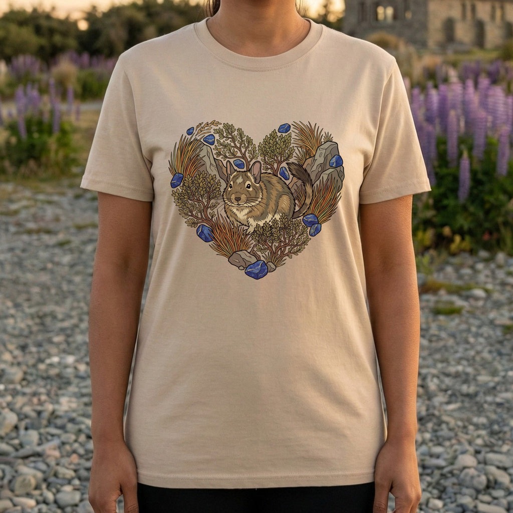 Cute Chinchilla Heart with Blue Flowers T-shirt