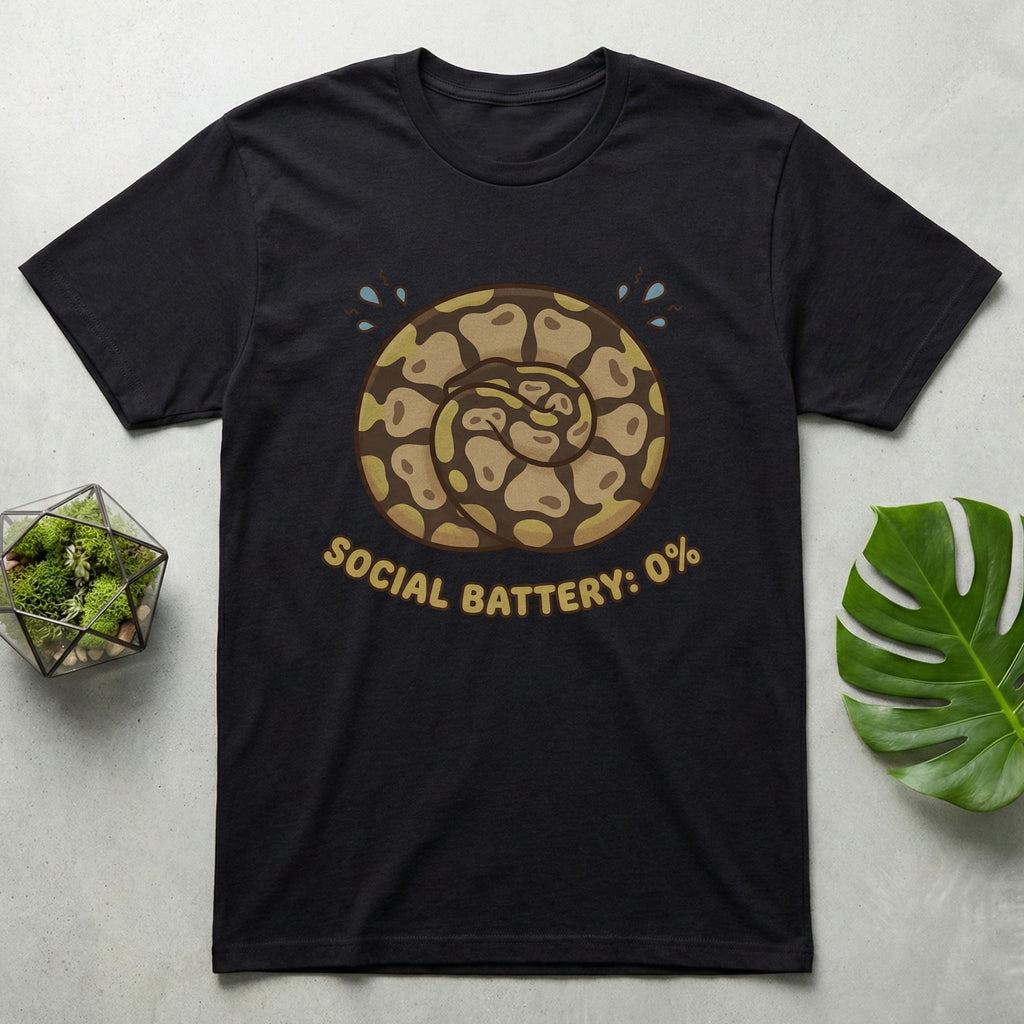 Social Battery 0 Snake Design Graphic T-shirt