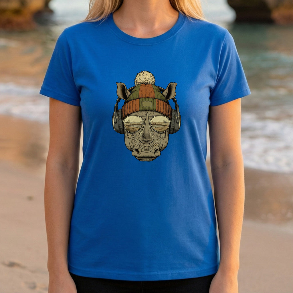 Rhino Headphones and Beanie Print Shirt