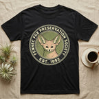 Black t-shirt with Fennec Fox Preservation Society circular logo.