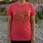 Red T-Shirt with Heart Design Featuring Lizard Graphic
