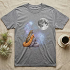 Western Hognose Snake Moon Howl T-Shirt in Sport Grey — Three Western Hognose Snake colour morphs howling at a full moon over a nebula on a dark grey t-shirt.