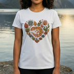 Heart Shaped Lizard and Cactus Design T-Shirt