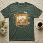 Bearded dragon in terrarium on shirt, "Sunshine & Salad" text.