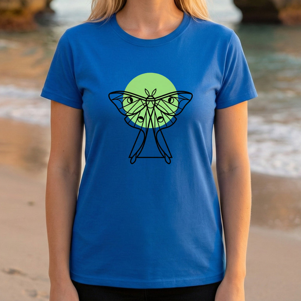 Geometric Butterfly Design Blue T-Shirt Casual Wear