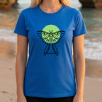 Geometric Butterfly Design Blue T-Shirt Casual Wear