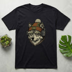 Cool Wolf Wearing Beanie and Headphones T-shirt