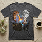 T-shirt with cats shooting lasers from their eyes at the moon.
