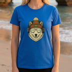Cool Wolf With Headphones And Beanie Graphic Shirt