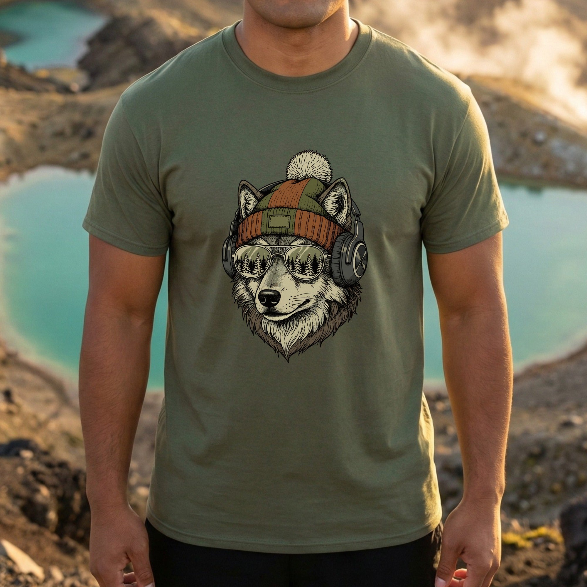 Cool Fox with Headphones Graphic Unisex T-Shirt