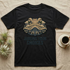 Black t-shirt with a judgmental bearded dragon graphic and text.