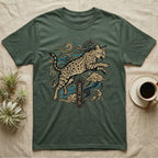 T-shirt with a leaping ocelot graphic and "Urban Wild" text.