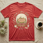 Red t-shirt with a ball python in a snow globe on a gift box.
