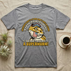 Bearded Dragon Tricorn Tee in Sport Grey — Bold woodcut tee of a bearded dragon in a colonial tricorn hat, gold and cream text reading You Don't Deserve A Superworm, on black.