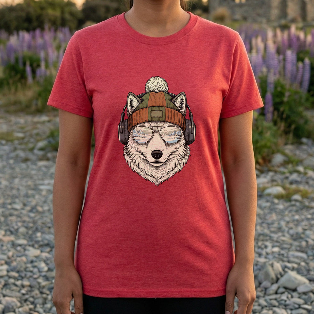 Cool Wolf Wearing Glasses and Headphones T-shirt