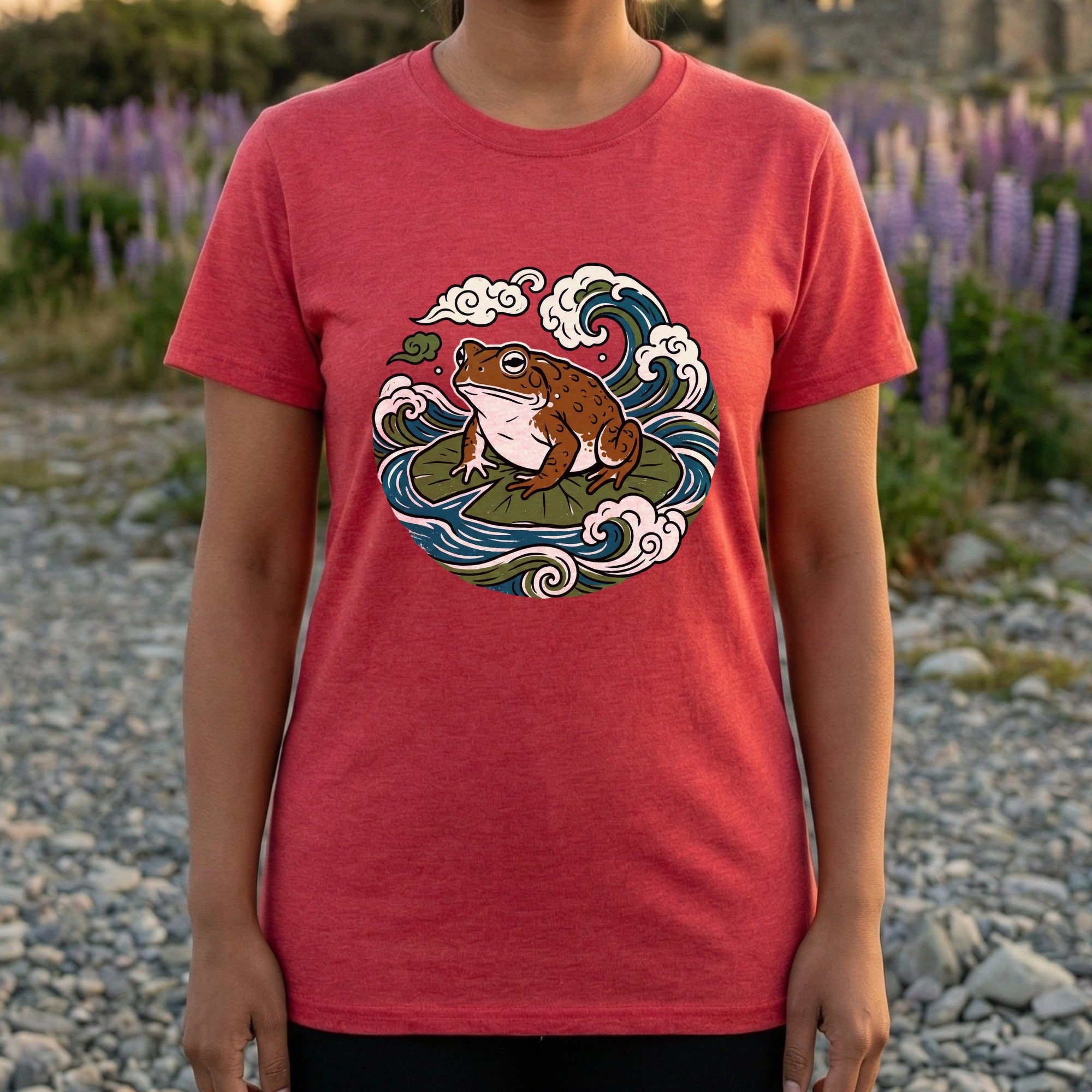 Artistic Frog on Lily Pad Graphic T-Shirt Product