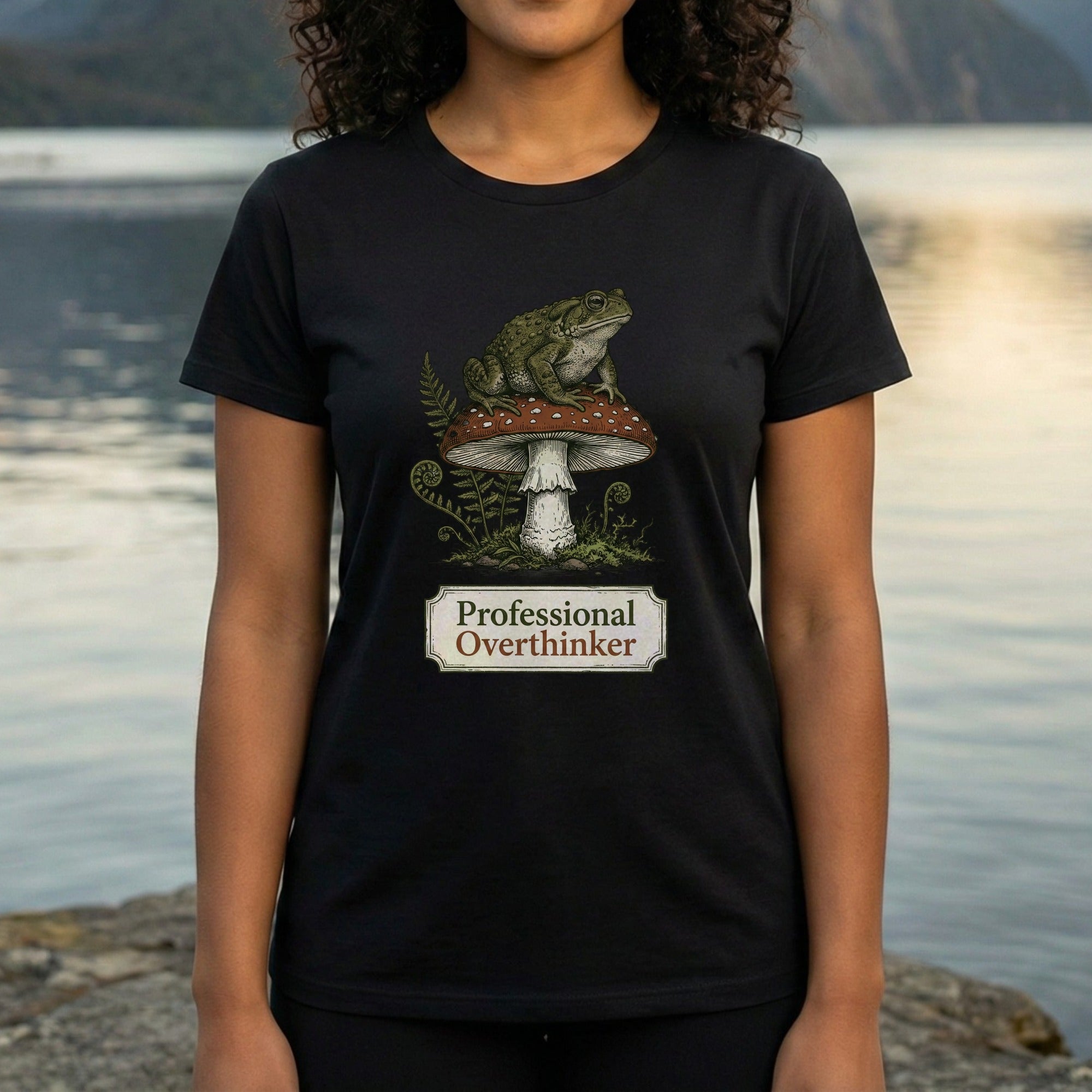 Professional Overthinker Frog on Mushroom T-shirt