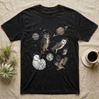 Black t-shirt with astronauts and planets on it.