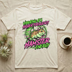 T-shirt with vibrating hamster and neon text "HAMSTER ENERGY".