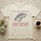Hognose Fasting Season T-Shirt in Natural — Engraved western hognose snake head in profile, snout raised, under large retro lettering reading I DON'T EAT NOW.