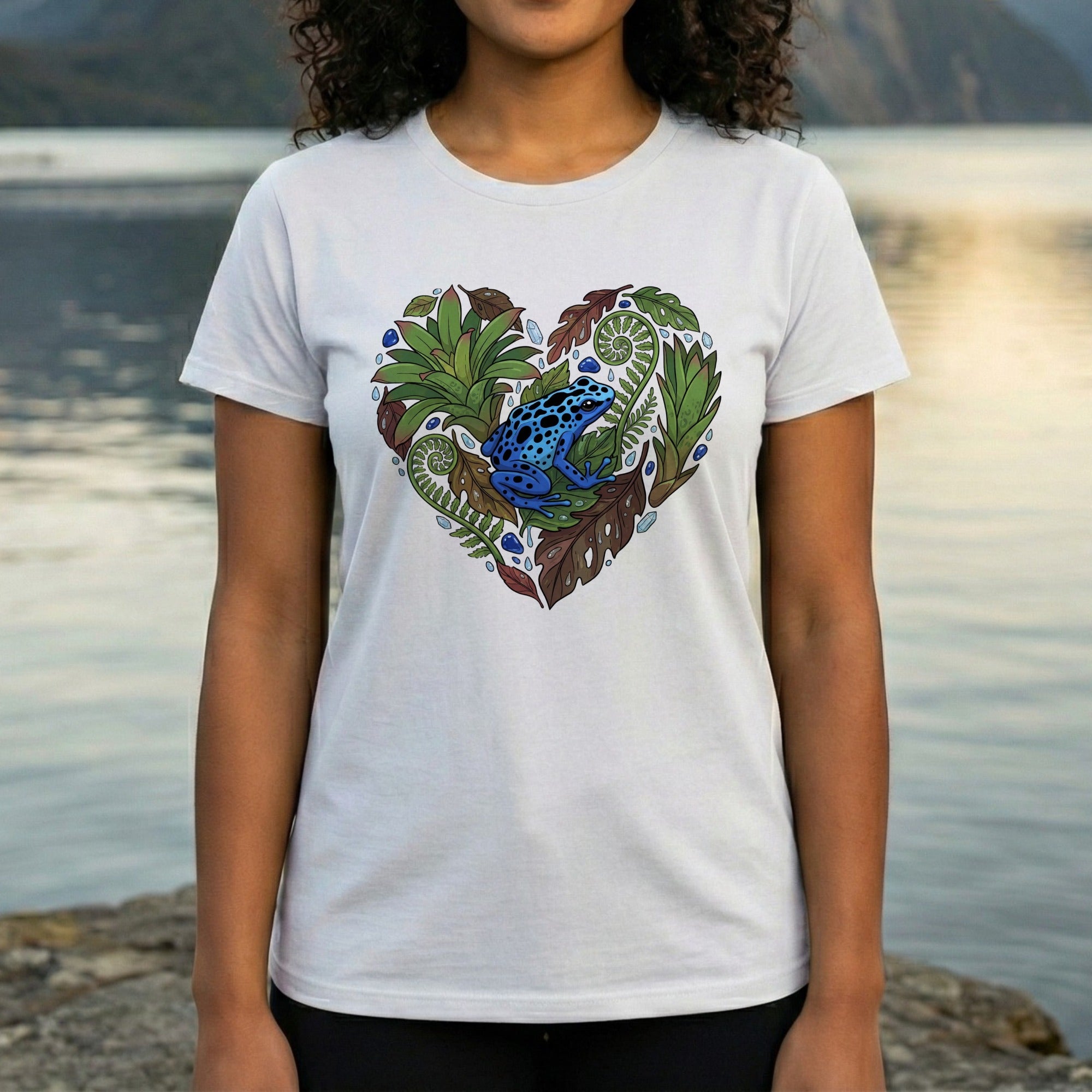 Blue Poison Dart Frog Heart Design T-Shirt