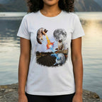 Cat Laser Eyes and Moonlight Graphic T-Shirt