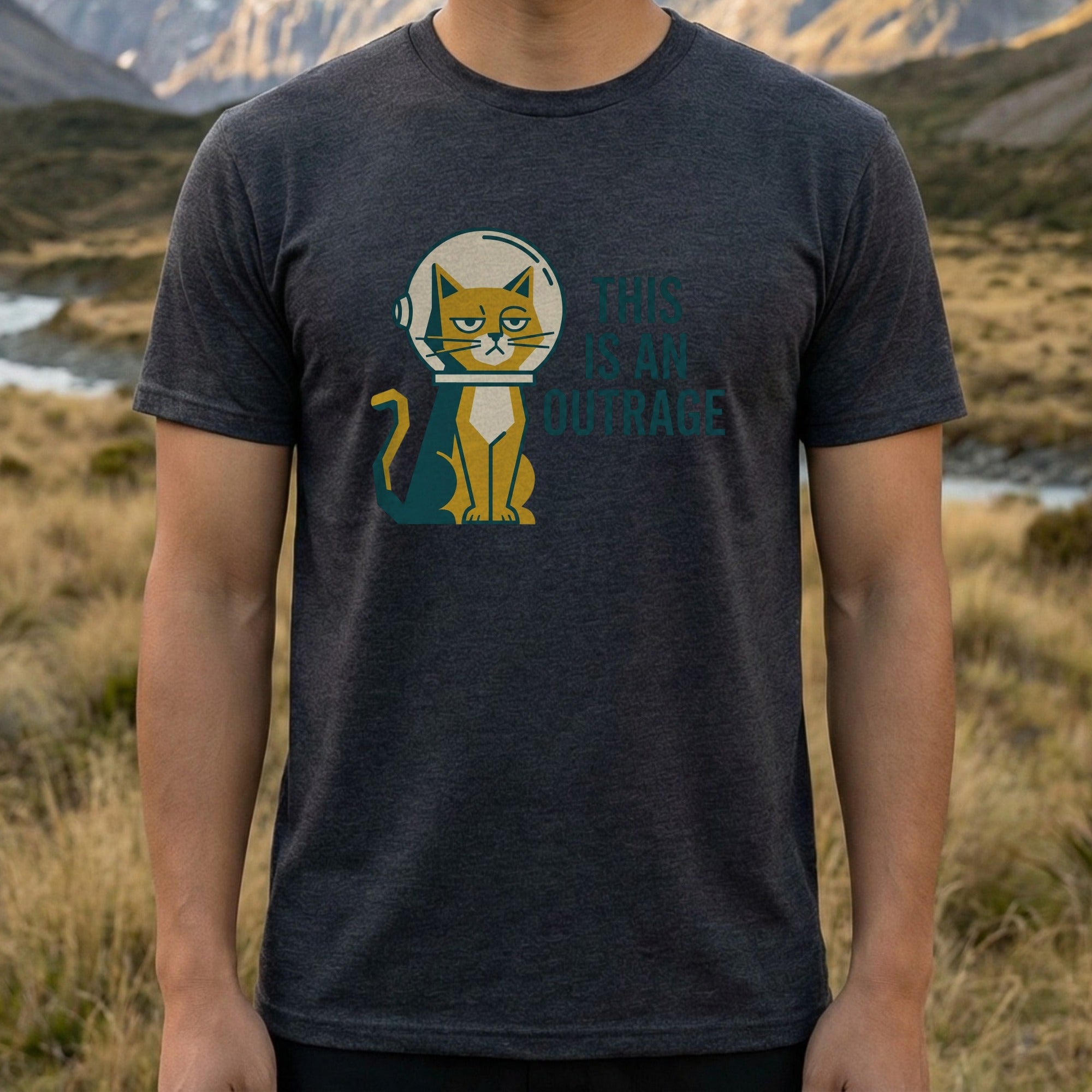 This Is An Outrage Astronaut Cat Graphic T-Shirt