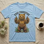 Bear giving two thumbs up with "Stay Pawsitive" text.