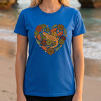 Colorful Heart-Shaped Succulent Lizard Design Shirt