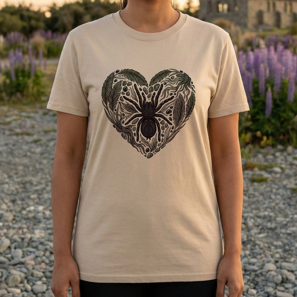 Heart Shaped Spider Design Graphic T-Shirt