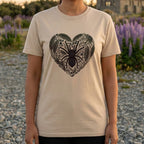 Heart Shaped Spider Design Graphic T-Shirt