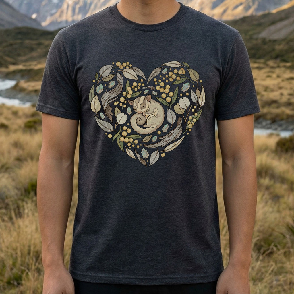 Heart Shaped Forest Cat Artwork T-shirt