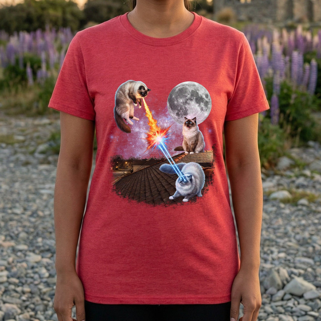 Funny Cats with Lasers and Moon Graphic T-Shirt