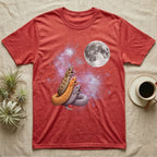 Western Hognose Snake Moon Howl T-Shirt in Heather Red — Three Western Hognose Snake colour morphs howling at a full moon over a nebula on a dark grey t-shirt.