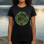 Intricate Snake and Floral Design Graphic Tee