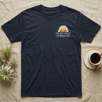 Bioactive Rubber Ducky T-Shirt in Navy — Creamy-yellow rubber ducky isopod with an orange face peeking over white marker capitals reading I'M NOT MESSY I'M BIOACTIVE.