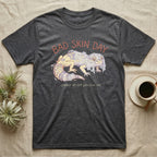Dark t-shirt with "BAD SKIN DAY" and a shedding leopard gecko illustration.