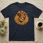Dark blue t-shirt featuring a cartoon snake emerging from a nest.