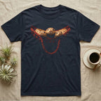 Hognose Snakes Crocheted Hammock T-Shirt in Navy — Three western hognose snakes bundled in a hand-crocheted red yarn hammock, lit warm and dissolving into deep black.