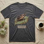 Franklin Isopod Tank T-Shirt in Dark Heather — Impasto oil-painting portrait of an isopod on a leaf with an engraved Franklin name-plate beneath the subject.