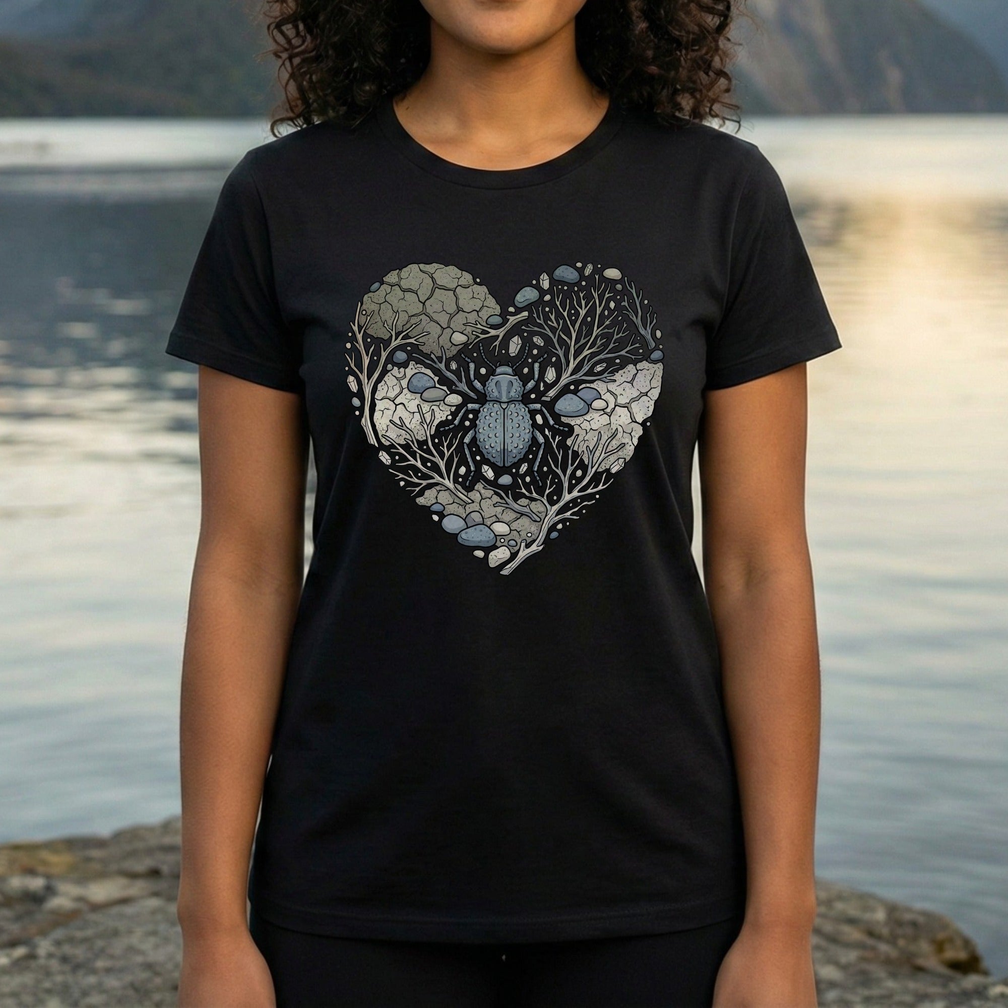 Heart Shaped Nature Design Printed T-Shirt