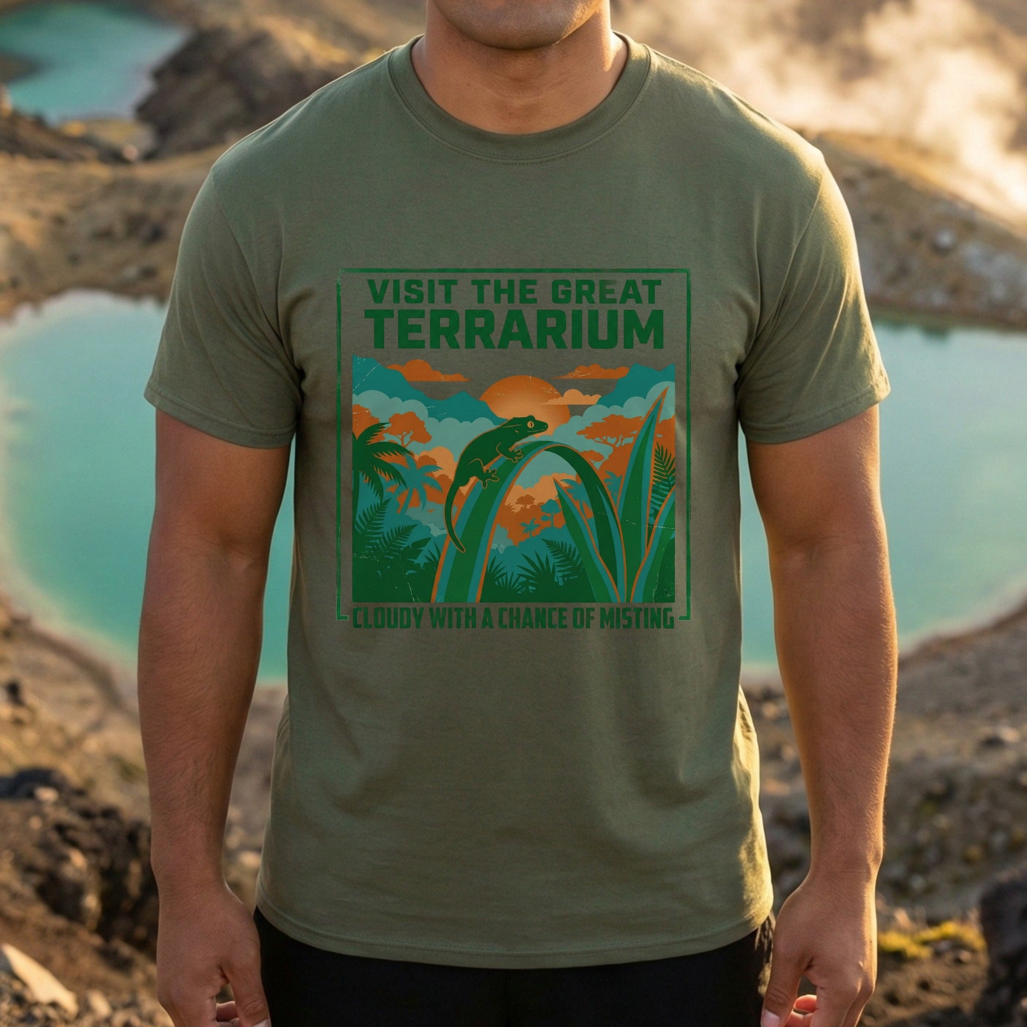 Visit the Great Terrarium T-Shirt with Gecko Design