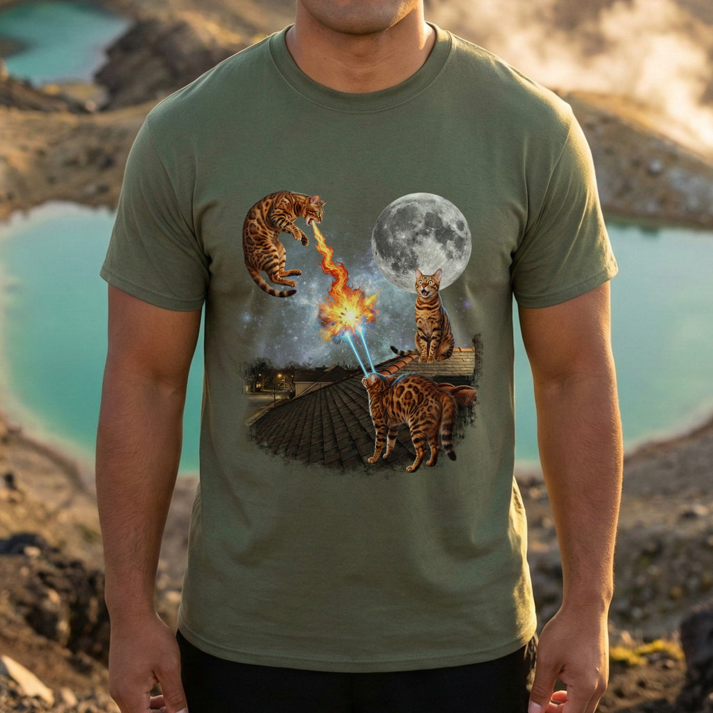 Cats Shooting Laser Beams Cool Funny T-Shirt