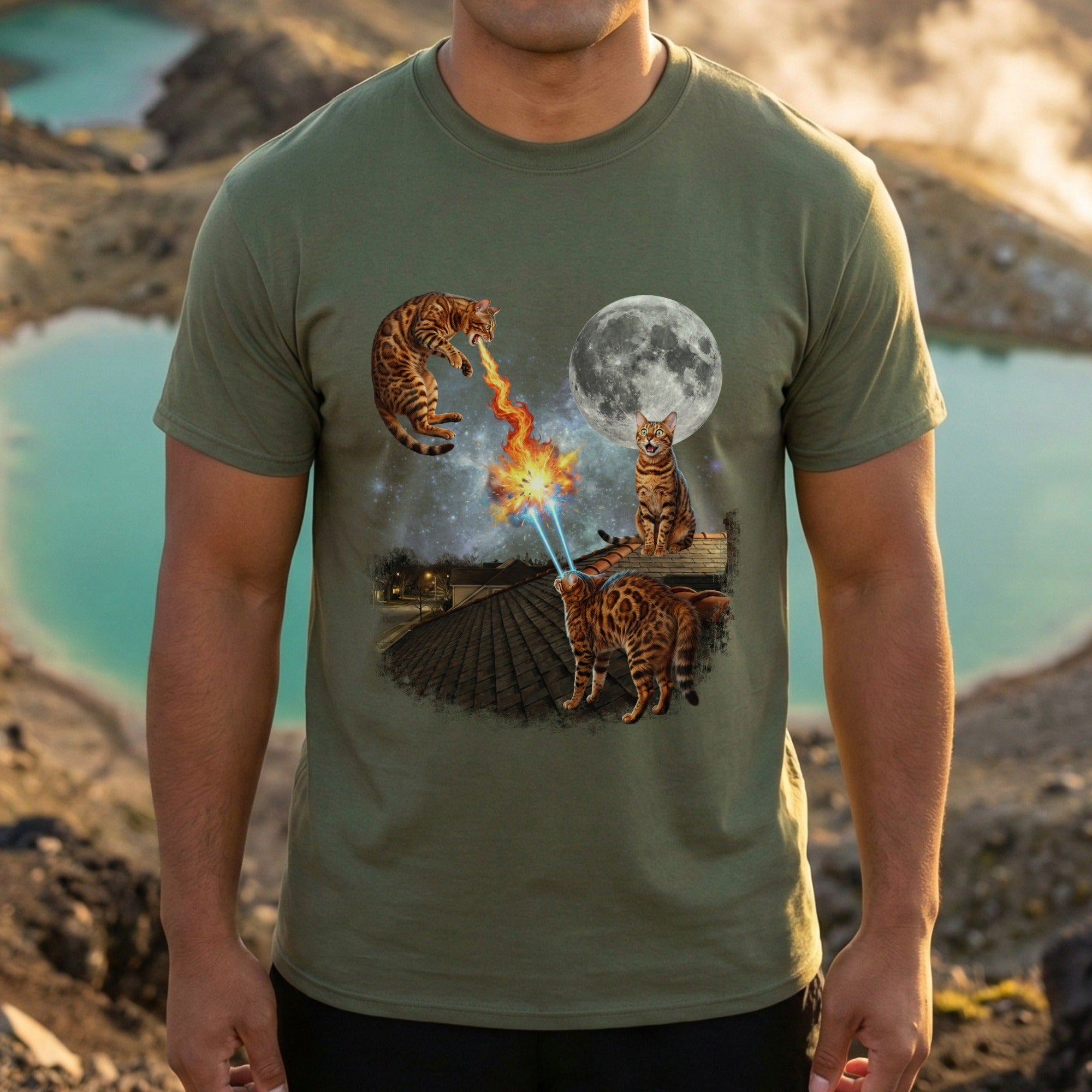 Cats Shooting Laser Beams Cool Funny T-Shirt