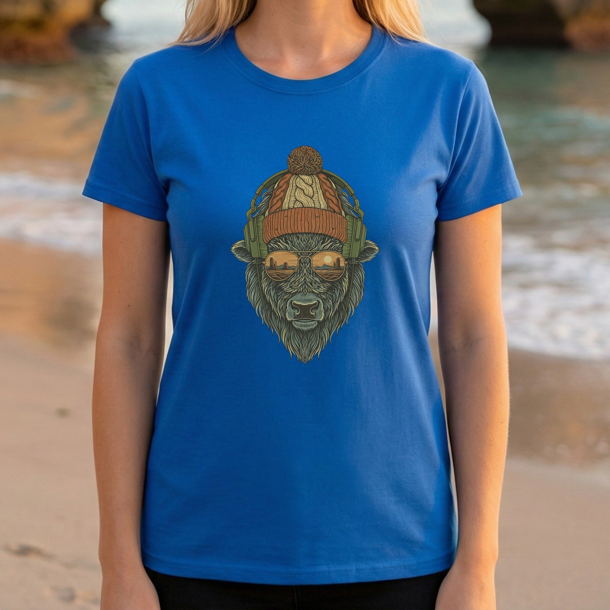 Stylish Blue T-Shirt Featuring Cool Bear Design