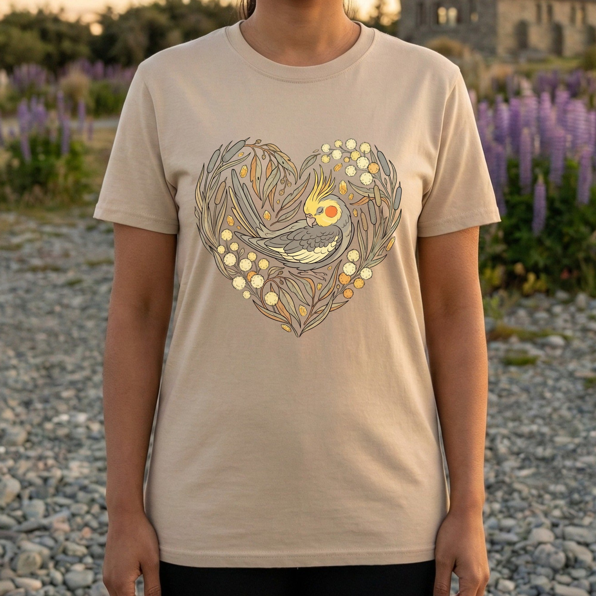 Heart-shaped Cockatiel Design Women's Tee Shirt