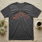 Corn Snake Knot Today T-Shirt in Dark Heather — Worn-stamp corn snake stretched into a half-tied bow beneath a fat arched "KNOT TODAY" headline.