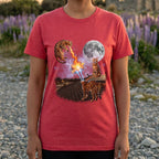 Cats Shooting Lasers and Fire Under Full Moon T-shirt
