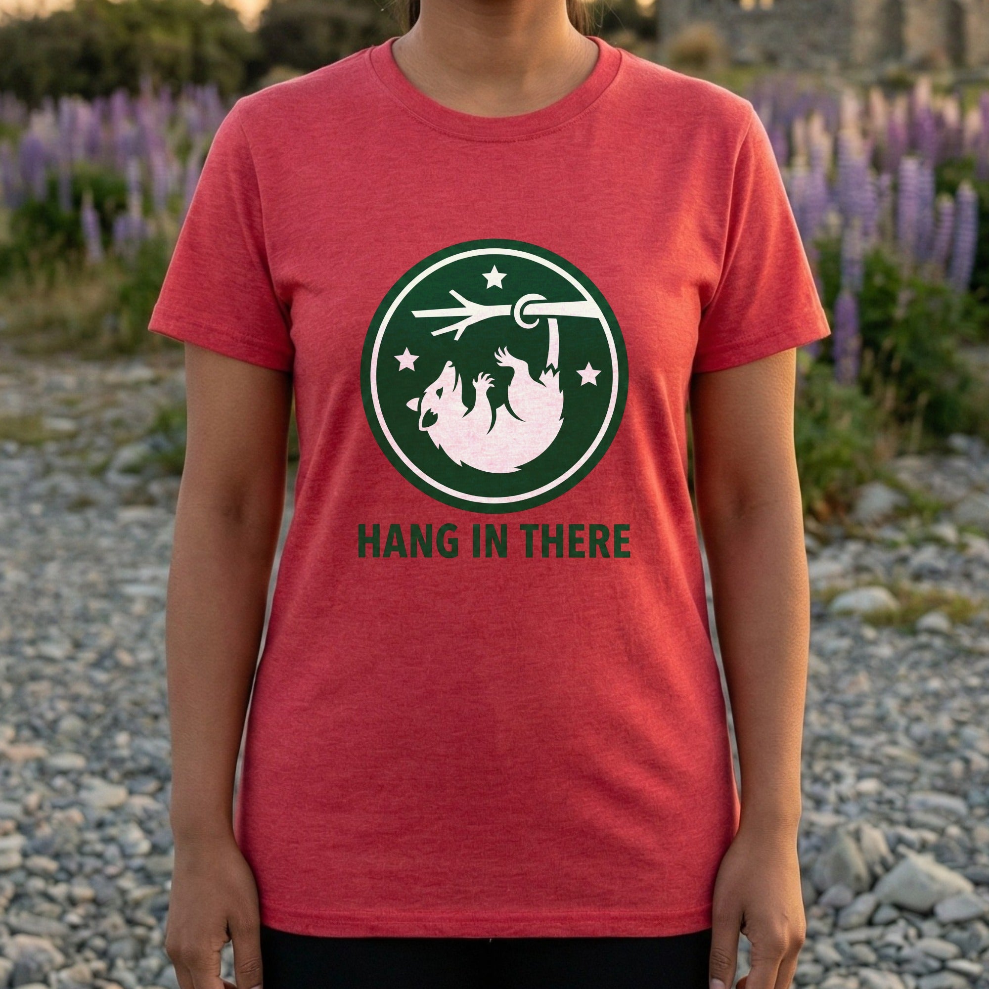 Hang in There Opossum Design T-Shirt for Motivation